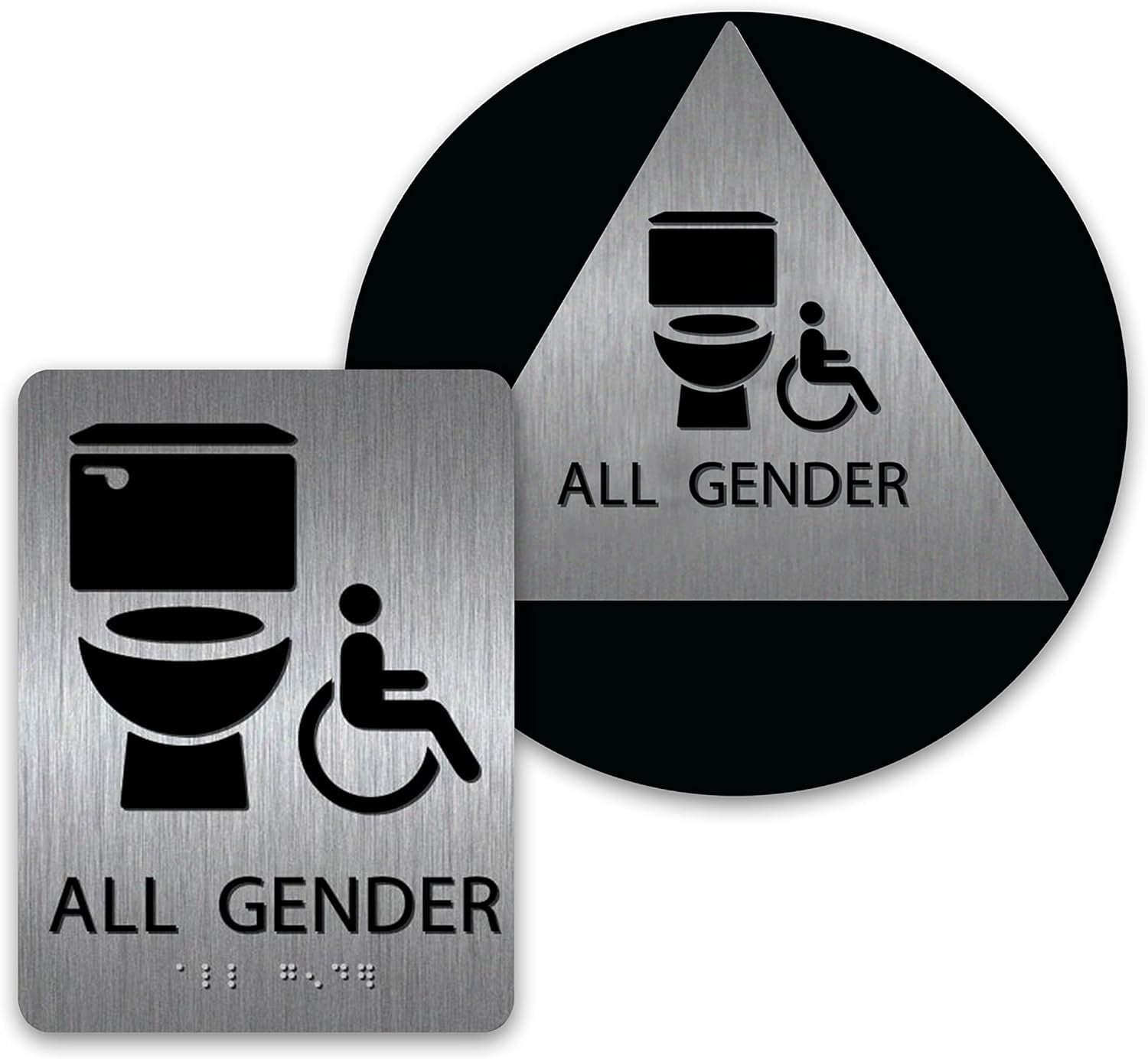 Ada Signs All Gender Bathroom Sign Bundle With Braille For Your Business Wall And Door Ada 3703