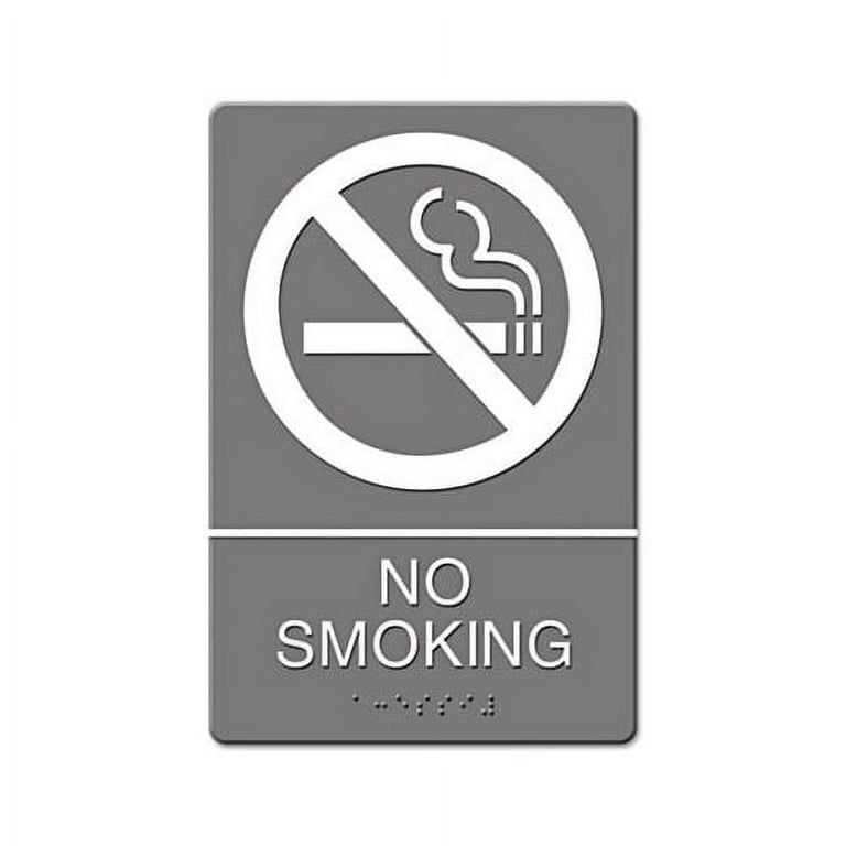 ADA Sign, No Smoking Symbol w/Tactile Graphic, Molded Plastic, 6 x 9, Gray