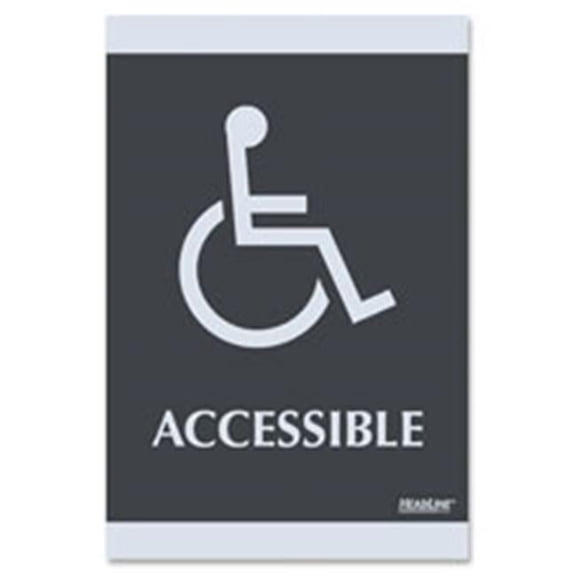 ADA Signs - ACCESSIBLE - Adhesive - 6 in. x 9 in. - Silver-Black