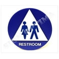 ADA Unisex Restroom Sign,12" Round/Triangle Blue/White Door Sign