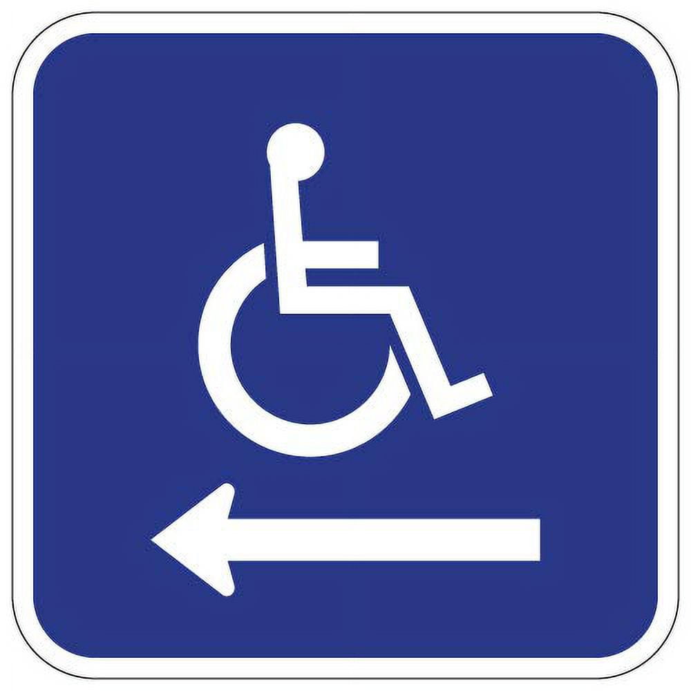 ADA Wheelchair Accessible Guide Sign Left Arrow 12x12 (Blue