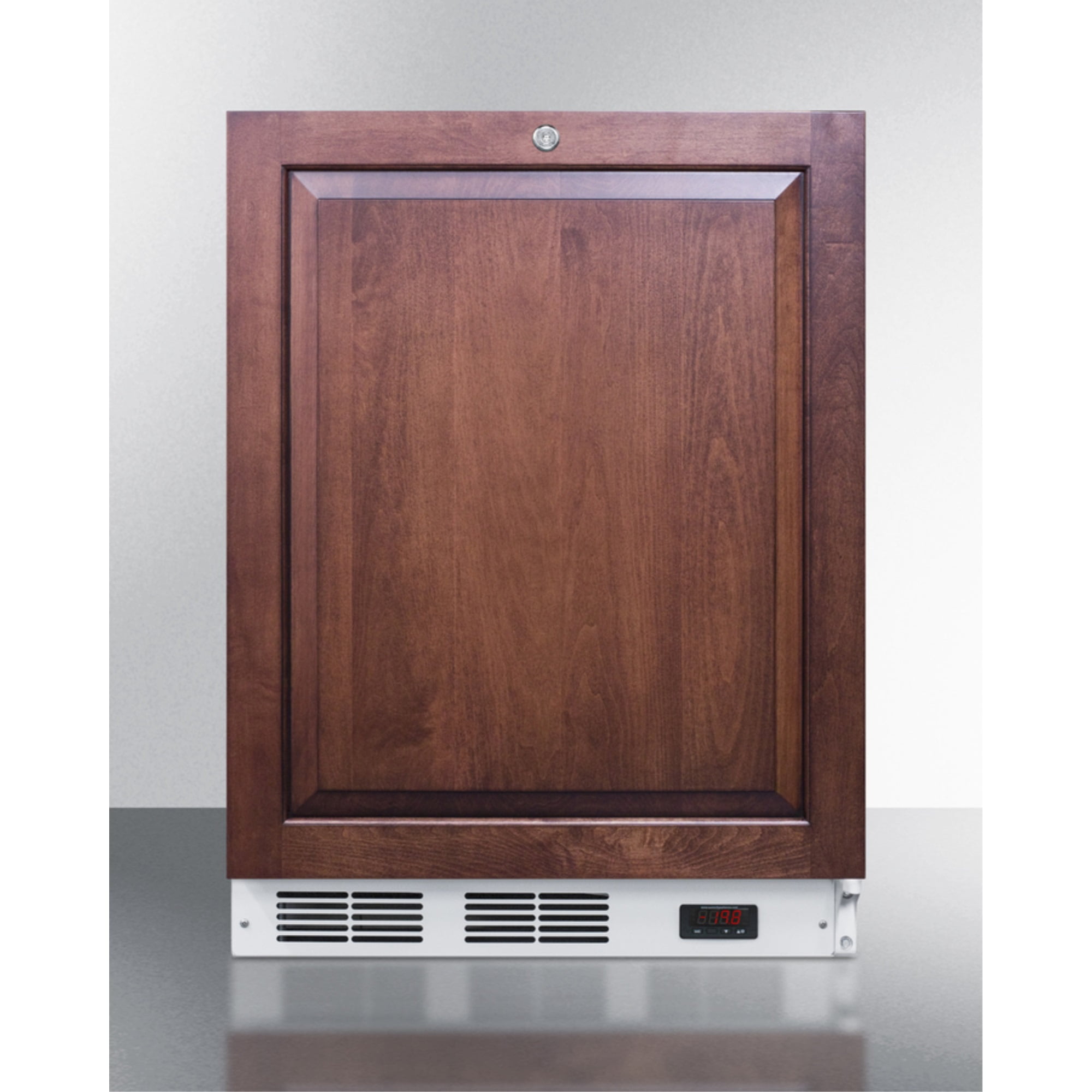 ADA compliant built-in medical all-freezer with lock, capable of -25 C operation; door accepts fully overlay panels