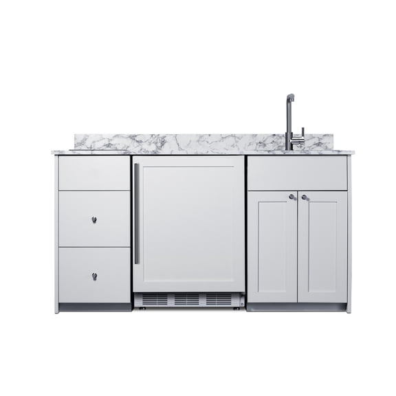 ADA-height Turnkey Caldera Kitchen featuring pre-assembled cabinetry and countertop in white