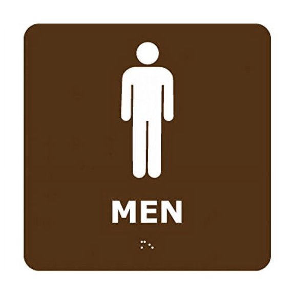 ADA1WBR National Marker ADA BRAILLE Sign, Men, Brn, 8 Inches x 8 Inches
