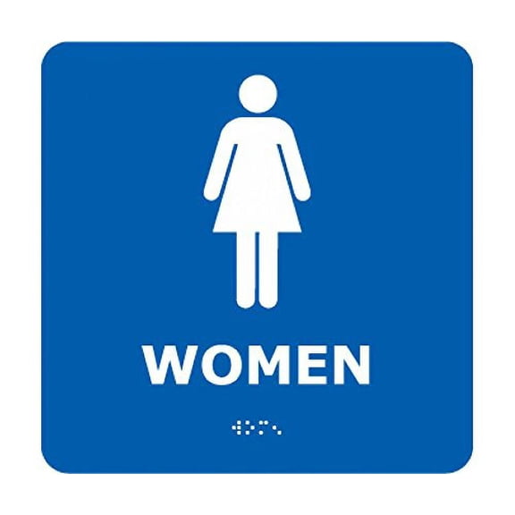 ADA2WBL National Marker ADA BRAILLE Sign, Women, Blue, 8 Inches x 8 Inches