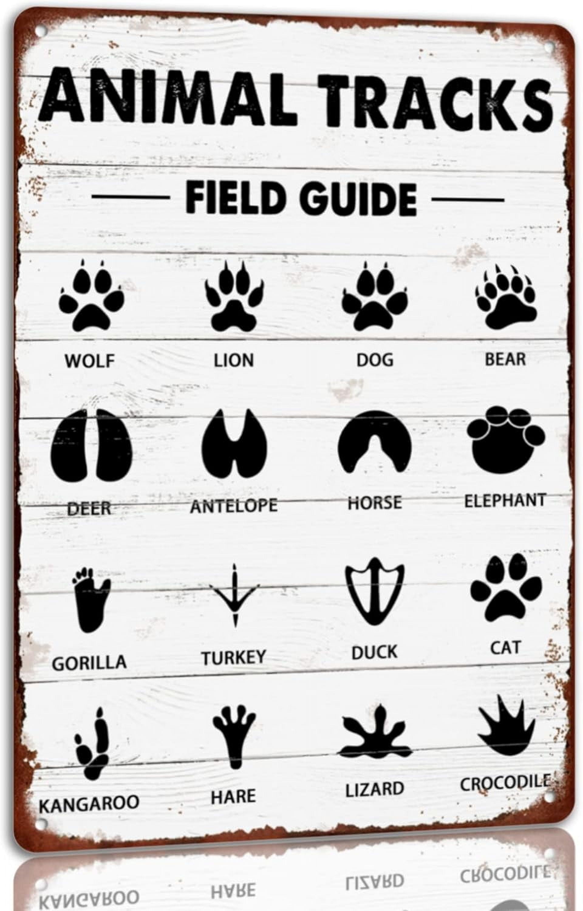 Adale Animal Tracks Field Guide Tin Sign Rustic Animal Tracks Art Wall ...