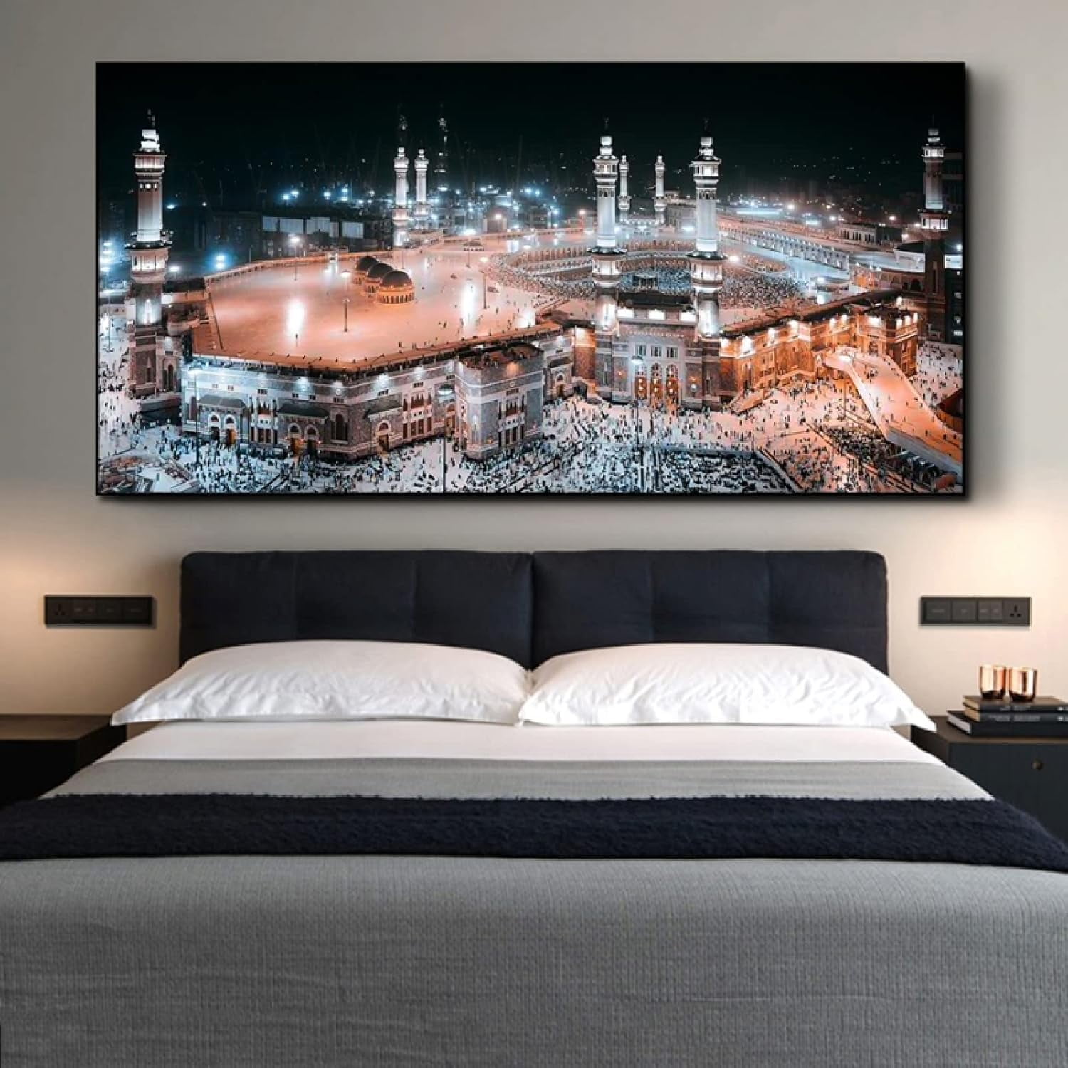 Islamitische Arabische kunst Mekka Canvas Canvas Muurschildering Print (24x16