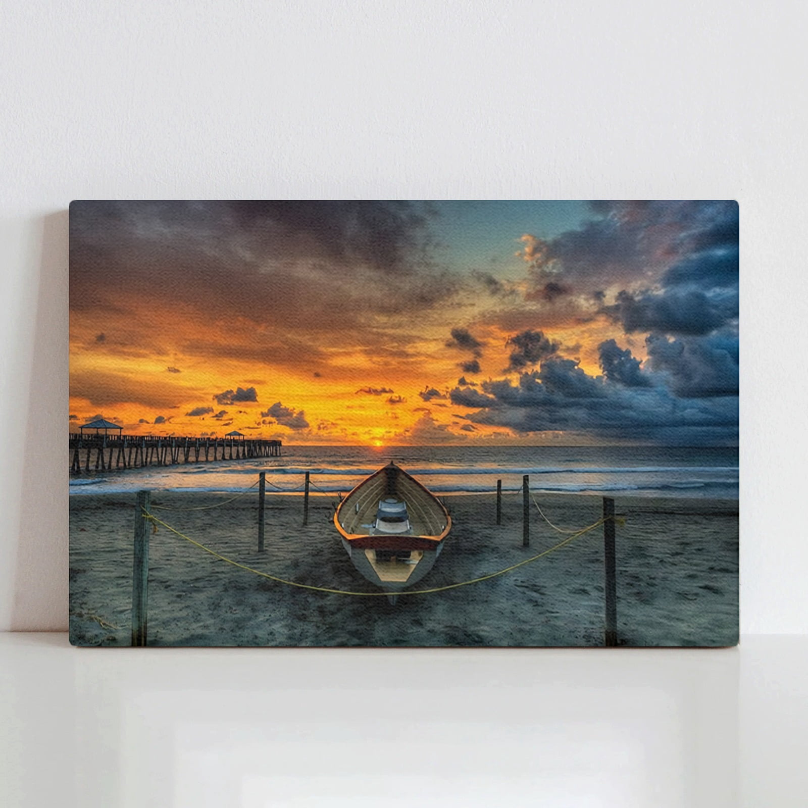 Pyradecor Sunset Bridge – 5 Pannelli Su Tela HD, Quadro Moderno Mare Per Soggiorno, Ufficio, 30x40/60/80 Cm - 4