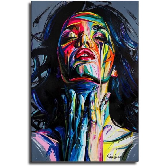 ADALE Beautiful Woman Face Abstract Graffiti Color Canvas Art Poster and Wall Art Picture Print Modern Family bedroom Decor Posters Unframed 24x20 Inch