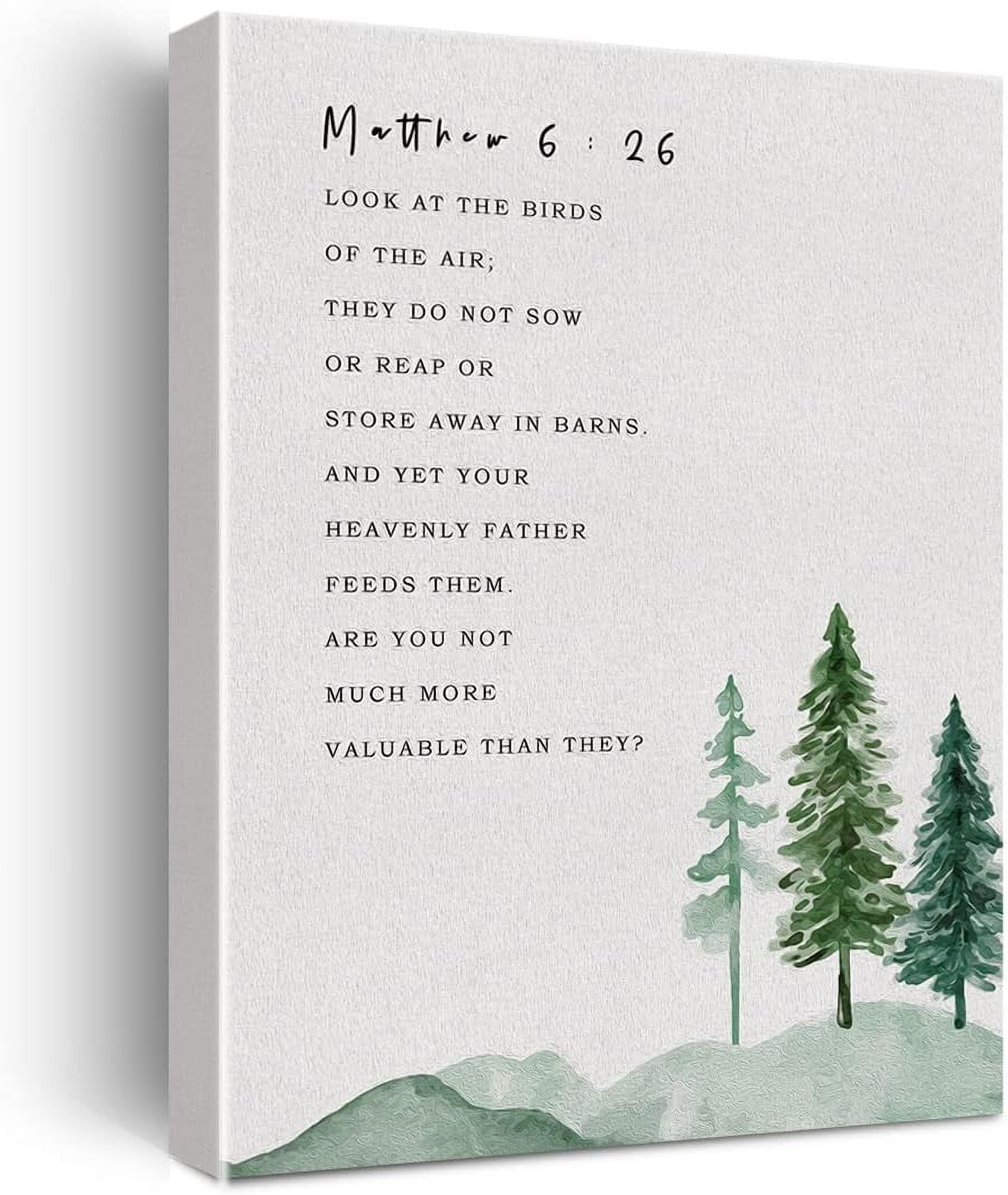 ADALE Bible Verse Canvas Prt Decor Look at the Birds of the Air Matthew ...