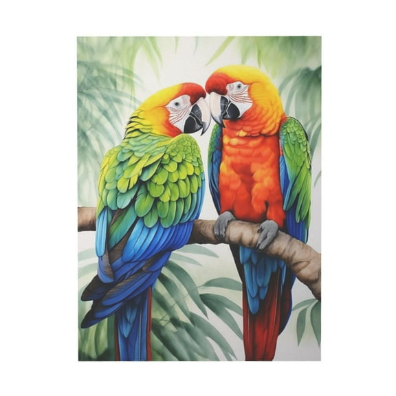ADALE Bird Wall Art Colorful Parrot Canvas Tropical Rain Forest Animal Picture Print Macaw Painting for Bathroom Decor Unframed 20x16 Inch
