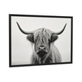 thumbnail image 1 of ADALE Black and White Highland Cow Canvas Wall Art Animal Painting Print Rustic Longhorn Cattle Pictures Farmhouse Decor Black Framed 10x8 Inch, 1 of 5