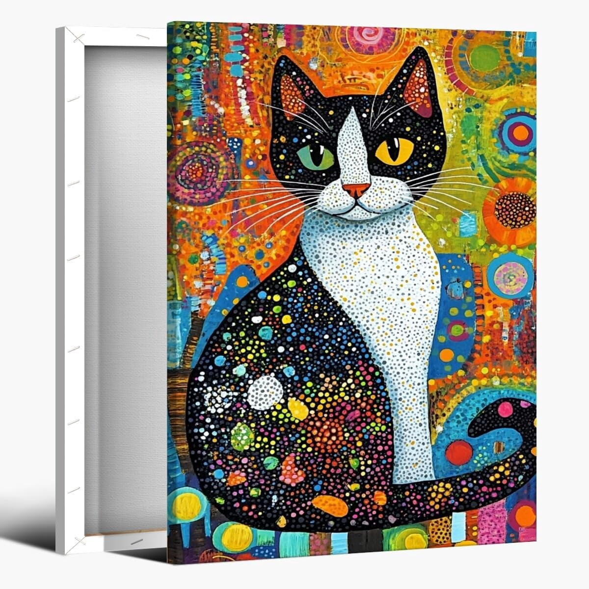 ADALE Black and white persian cat vintage oil painting wall art cute ...