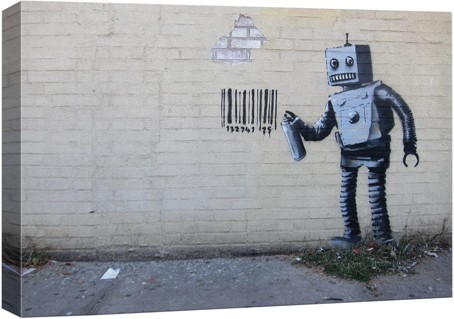 ADALE Canvas Print Wall Art Banksy Panda with Handguns on Wall Cities ...
