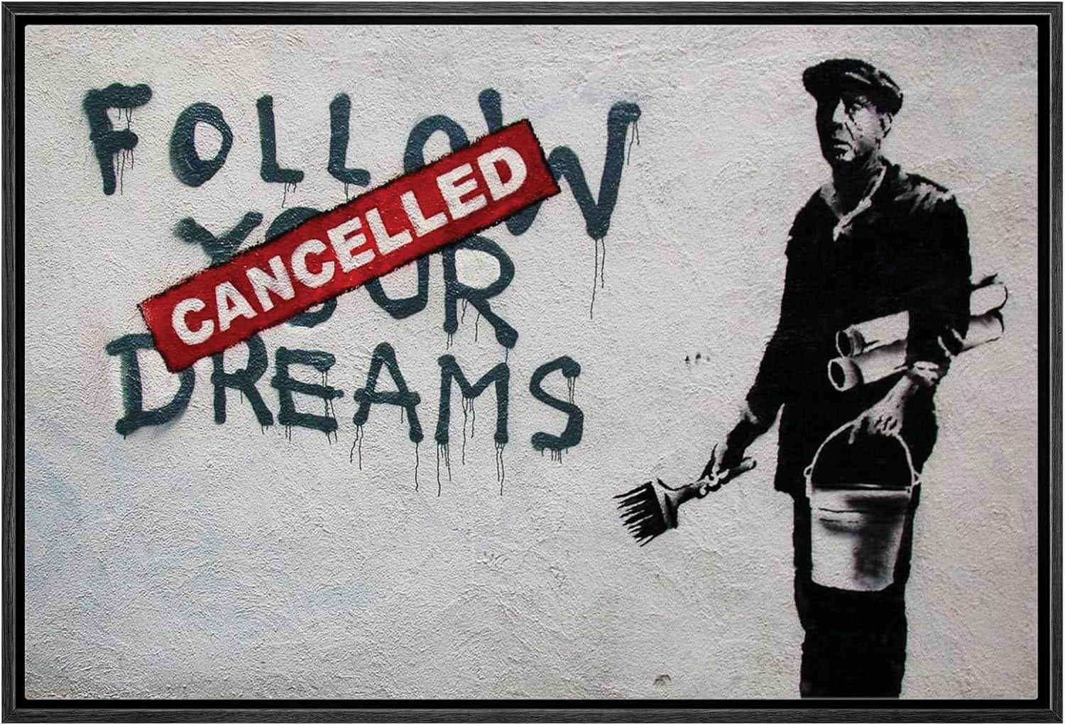 ADALE Canvas Print Wall Art Banksy Panda with Handguns on Wall Cities ...