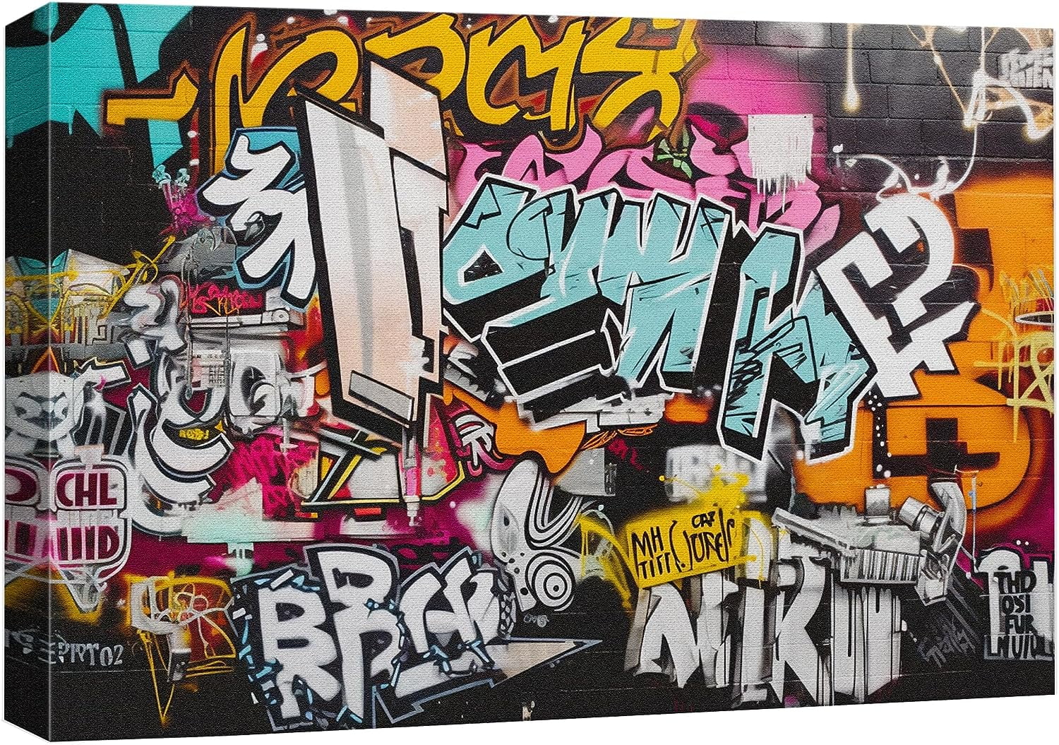 ADALE Canvas Print Wall Art Banksy Panda with Handguns on Wall Cities ...