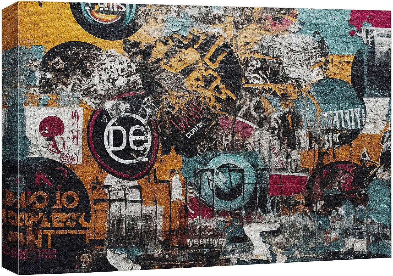 ADALE Canvas Print Wall Art Banksy Panda with Handguns on Wall Cities ...