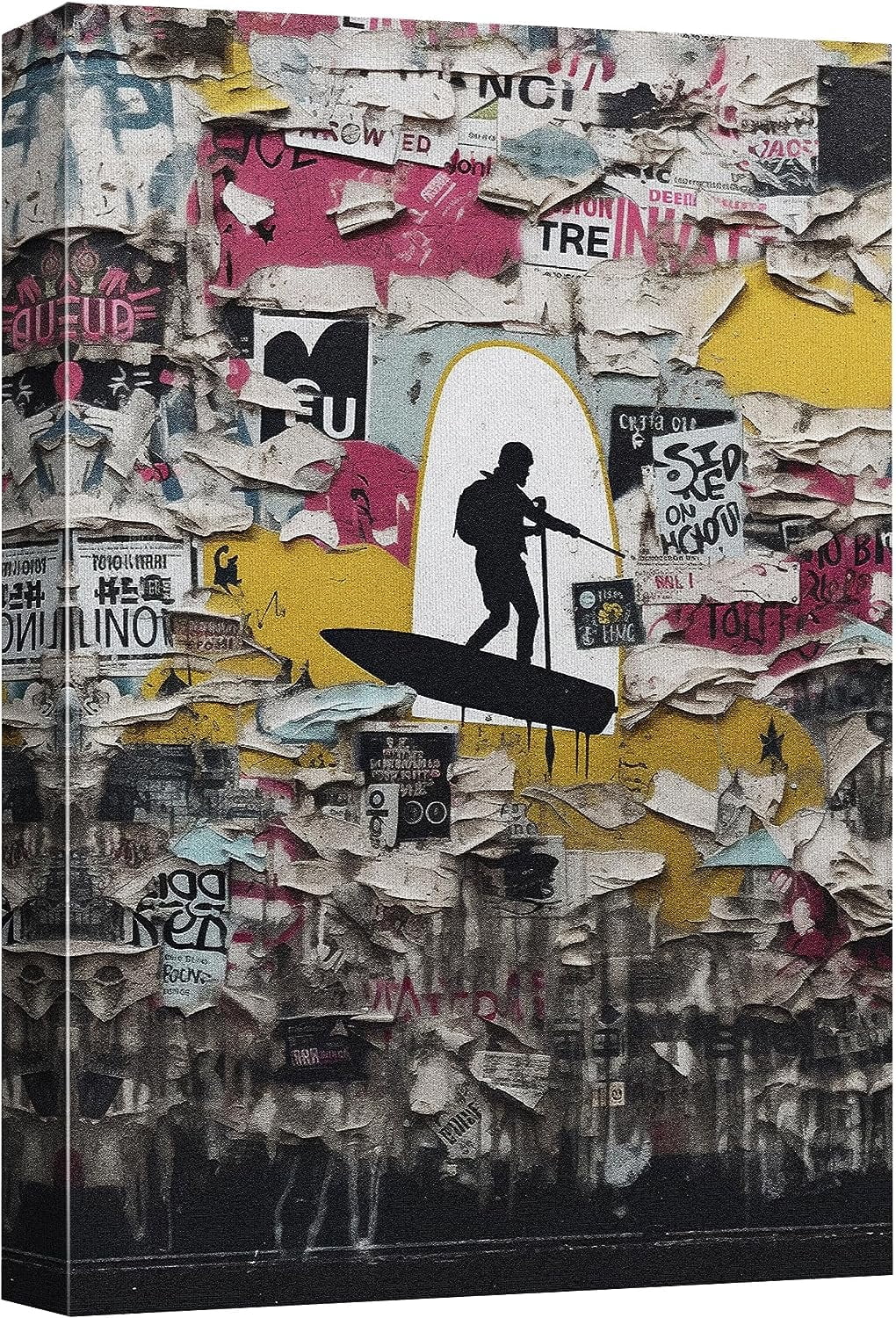 ADALE Canvas Print Wall Art Banksy Panda with Handguns on Wall Cities ...