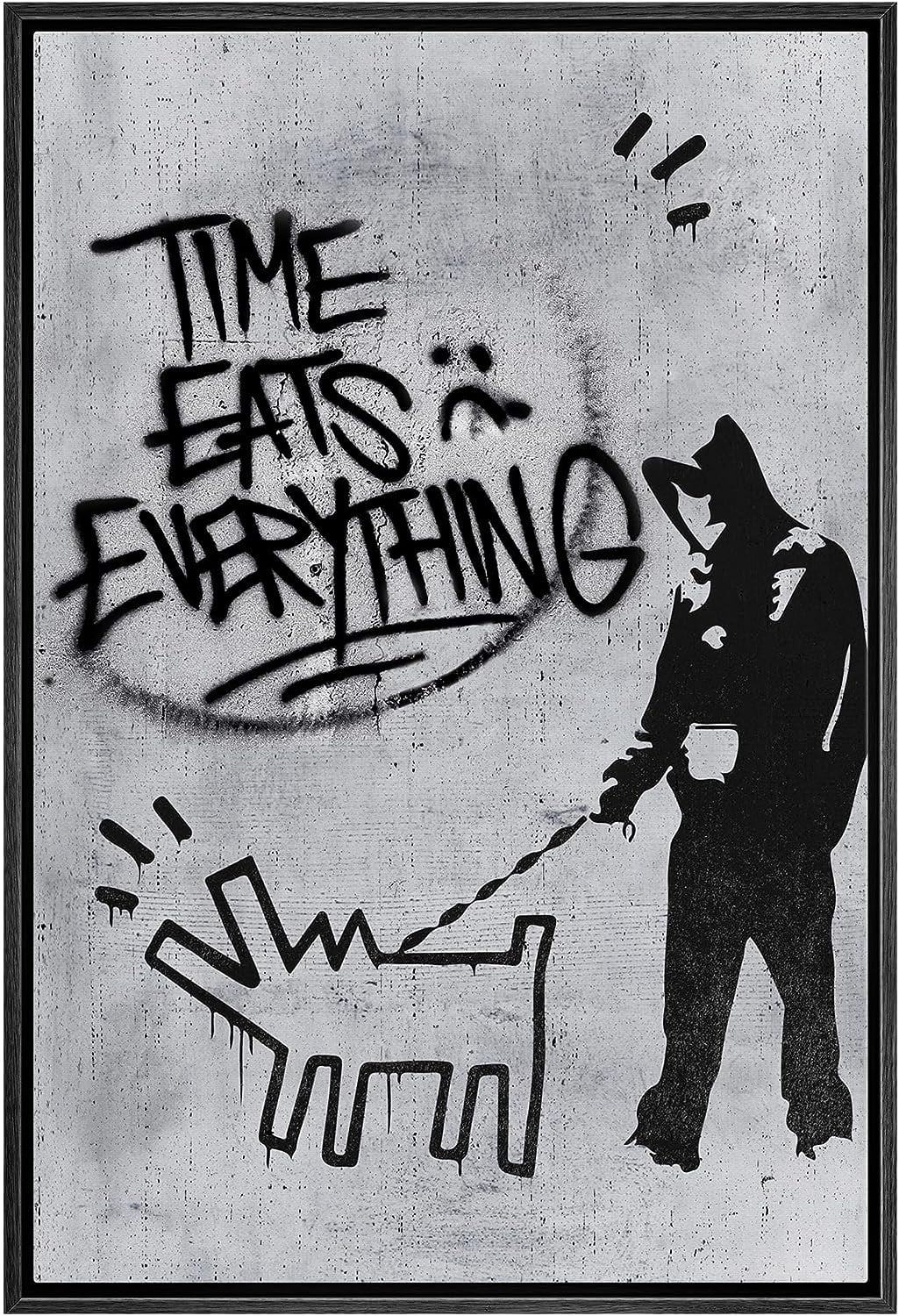 ADALE Canvas Print Wall Art Banksy Panda with Handguns on Wall Cities ...