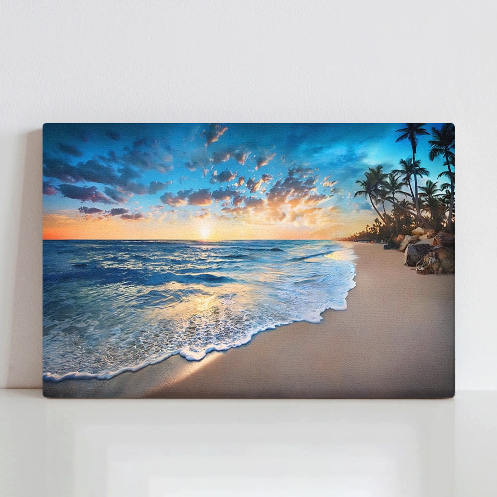 ADALE Canvas Prints Wall Art Blue Beach Ocean Landscape Paintings 1 ...