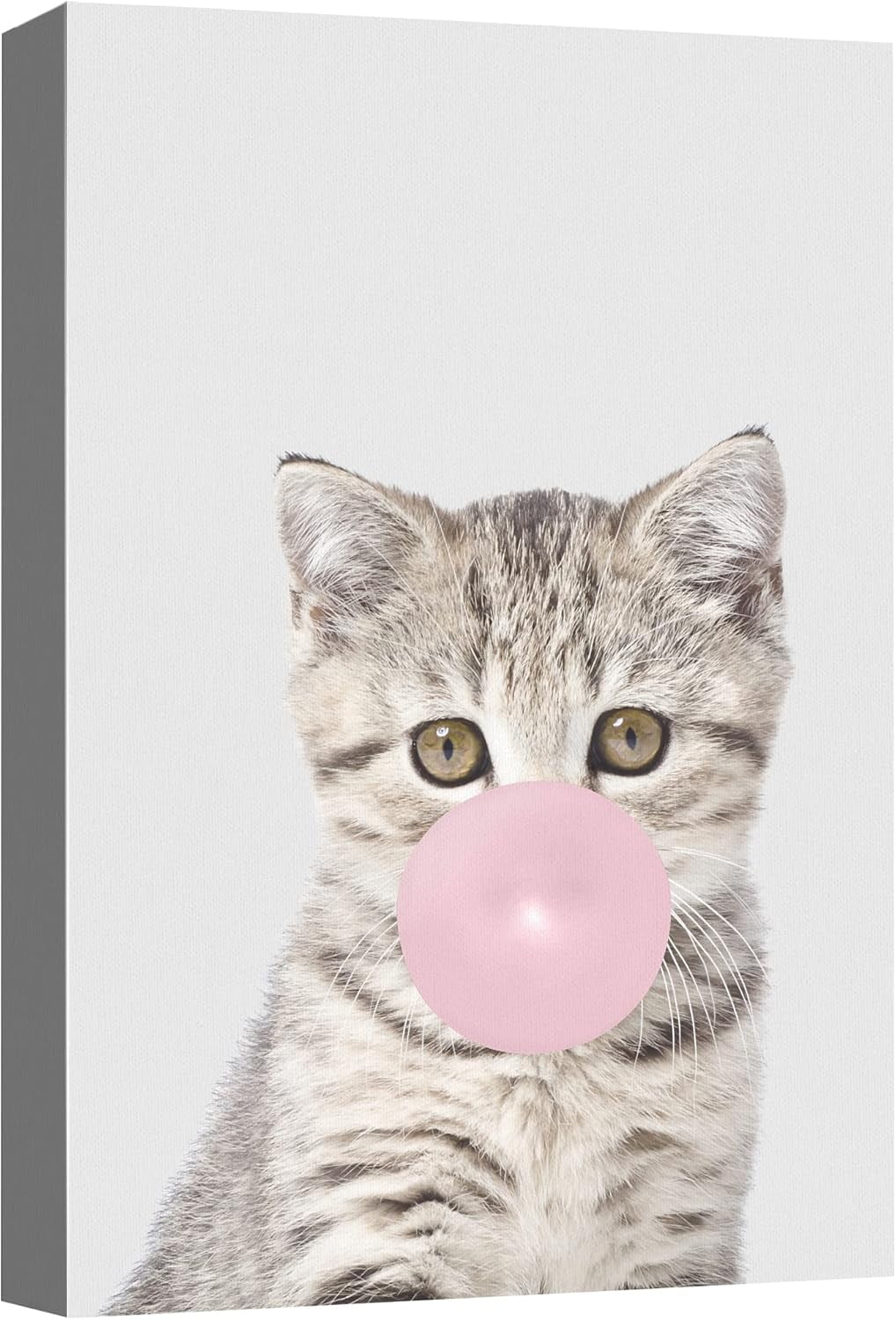 Poster Moderne Chat Bubblegum Animals - Impression Sur Toile, Style Mural - Blanc