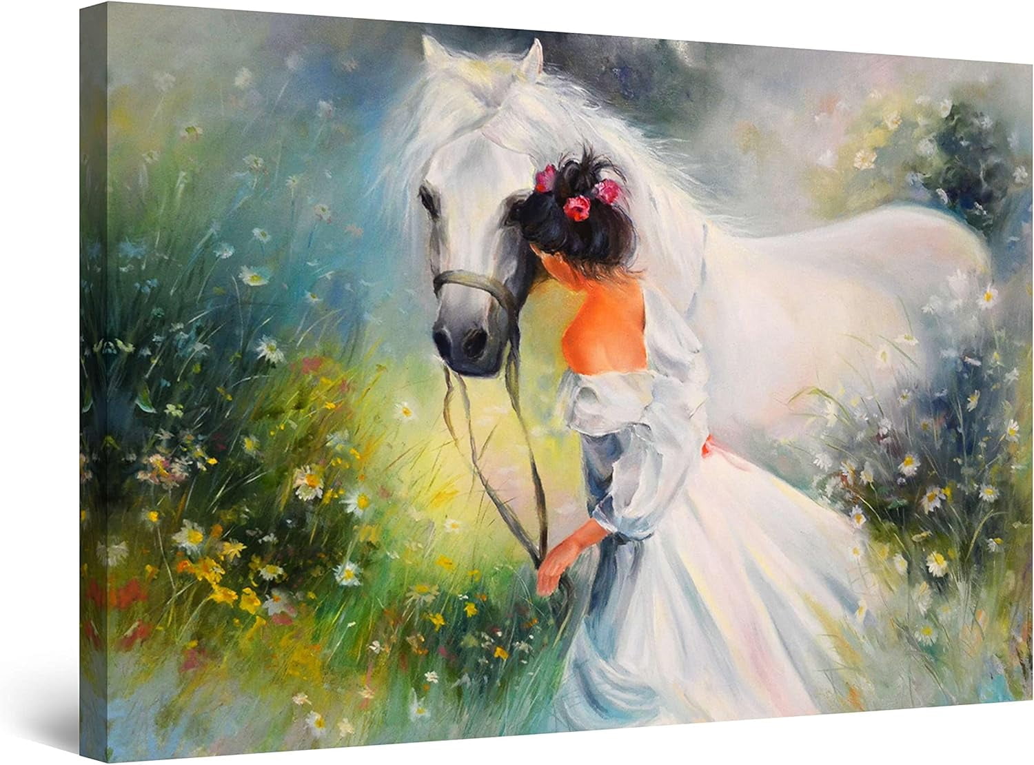 ADALE Canvas Wall Art Decor Horses Running in the Sand Animal Painting