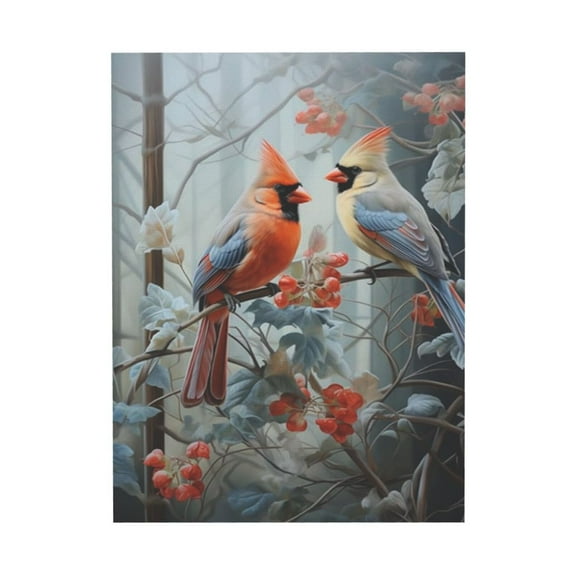 ADALE Cardinal Canvas Wall Art Red Bird on Birdhouse Picture Prints Farmhouse Birds Animal Paintings Bathroom Decor Unframed 8x12 Inch