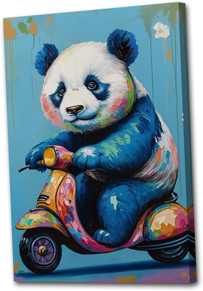 ADALE Cute Animal Canvas Wall Art Graffiti Panda Paintings Animal ...