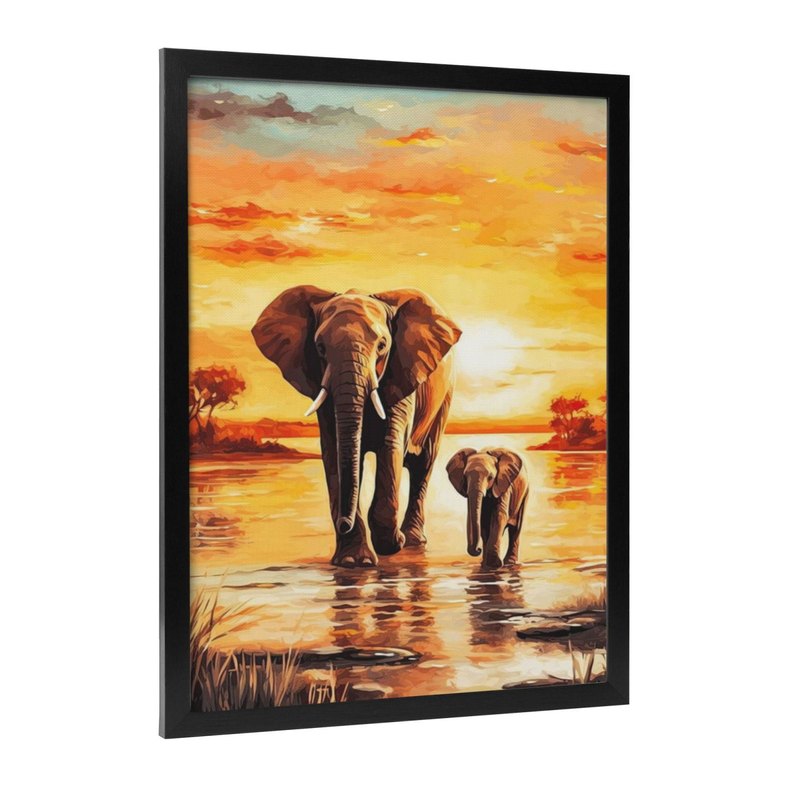 ADALE Elephant Canvas Wall Art Sunset Animal Picture Print Modern ...