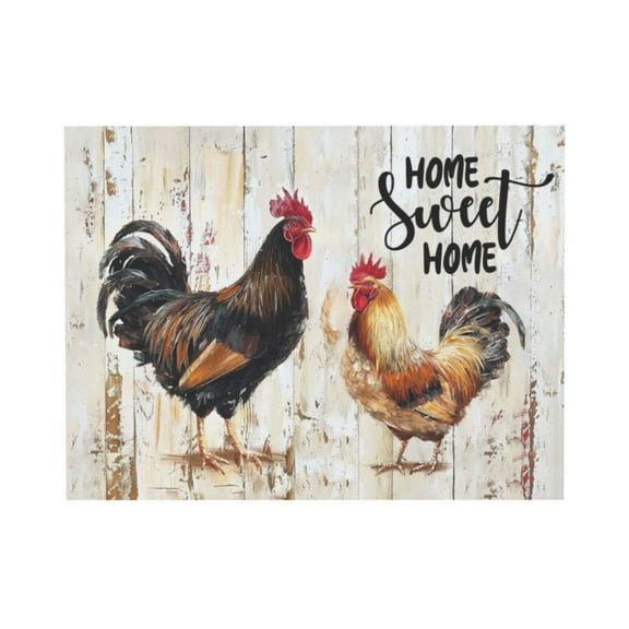 ADALE Farmhouse Chicken Wall Art Rustic Chicken Wall Decor Country Farm Animal Sweet Home Pictures Canvas Print Painting Artwork Home Decor for Bedroom Living Room Unframed 8x10 Inch
