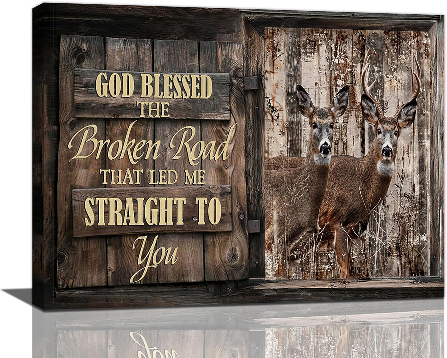 ADALE Farmhouse Deer Wall Art Rustic Elk Wild Animals Wall Decor ...