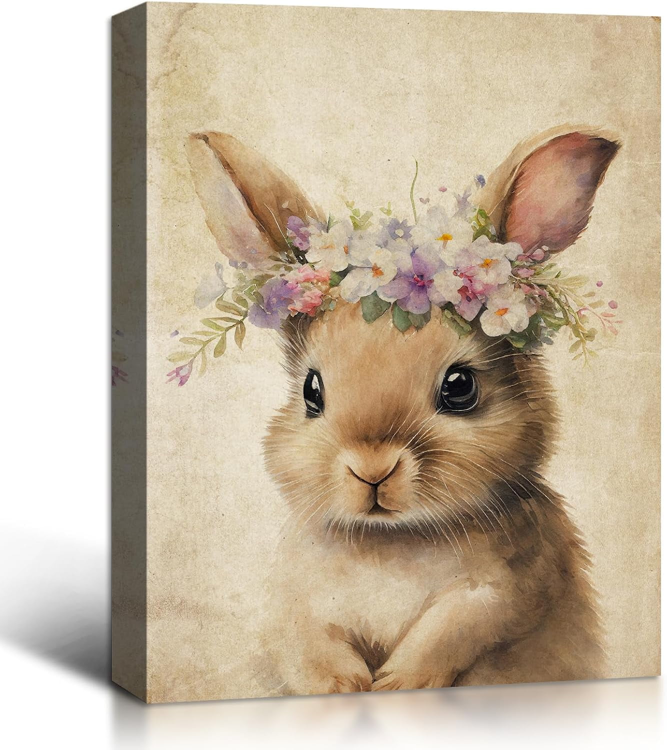 ADALE Funny Rabbit Pictures Wall Art Rabbit with Colorful Flowers Wall ...