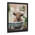 thumbnail image 1 of ADALE Highland Cow Canvas Wall Art Cow in Bathtub Picture Prints Bathroom Animal Painting for Toilet Kid Room Decor Black Framed 8x10 Inch, 1 of 7