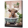 thumbnail image 1 of ADALE Highland Cow Canvas Wall Art Cow in Bathtub Picture Prints Bathroom Animal Painting for Toilet Kid Room Decor Framed 20x24 Inch, 1 of 6