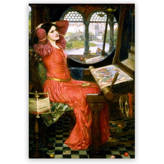 ADALE John William Waterhouse Wall Art - Sick of Shadows Lady of shalott Canvas Art Print - Oil Painting Poster Woman Portrait Romantic Artwork for Bedroom Girls Room Decor Unframed 20x16 Inch