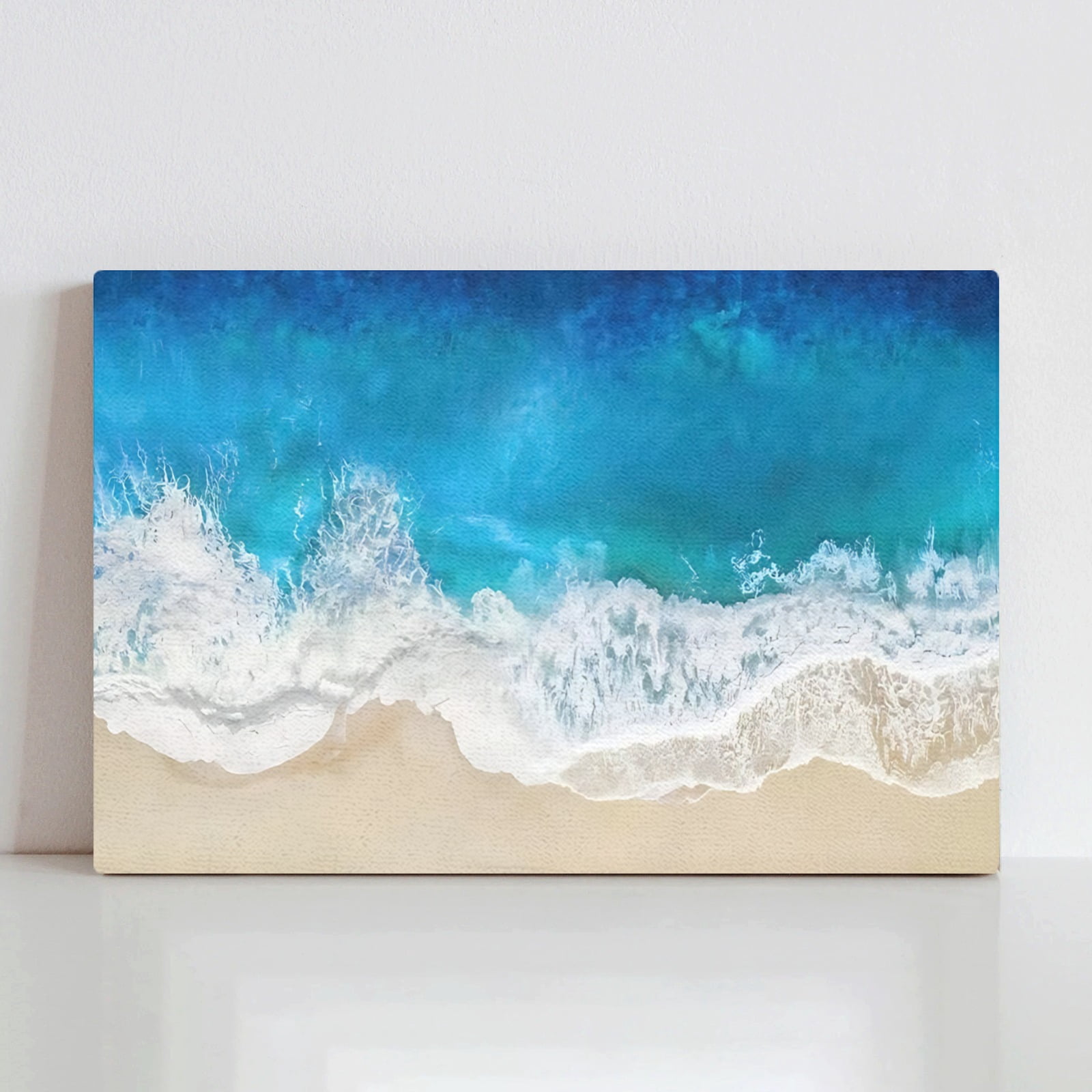 ADALE Large Beach Canvas Wall Art, Navy Blue Ocean Pictures Coastal Art ...