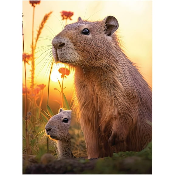 ADALE Lenticular Wall Art Prints - Cute Capybaras from Deluxebase. Unframed 3D Capybara Rabbit Poster. A perfect wall filler. Original artwork Unframed 20x24 Inch