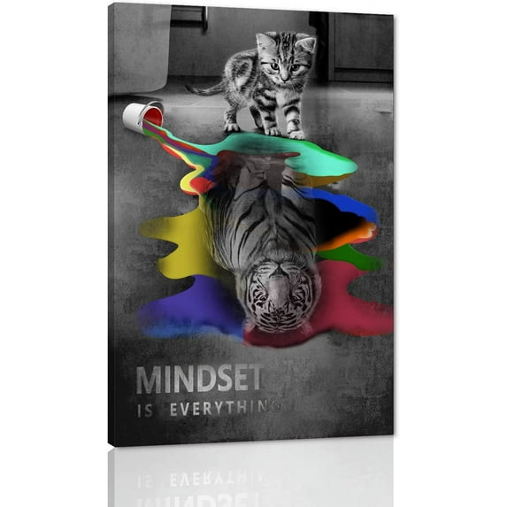 ADALE Mindset is Everything Motivational Canvas Office Wall Art Inspirational Entrepreneur Quotes Poster Print Artwork Painting Wall Office Framed 16x24 Inch