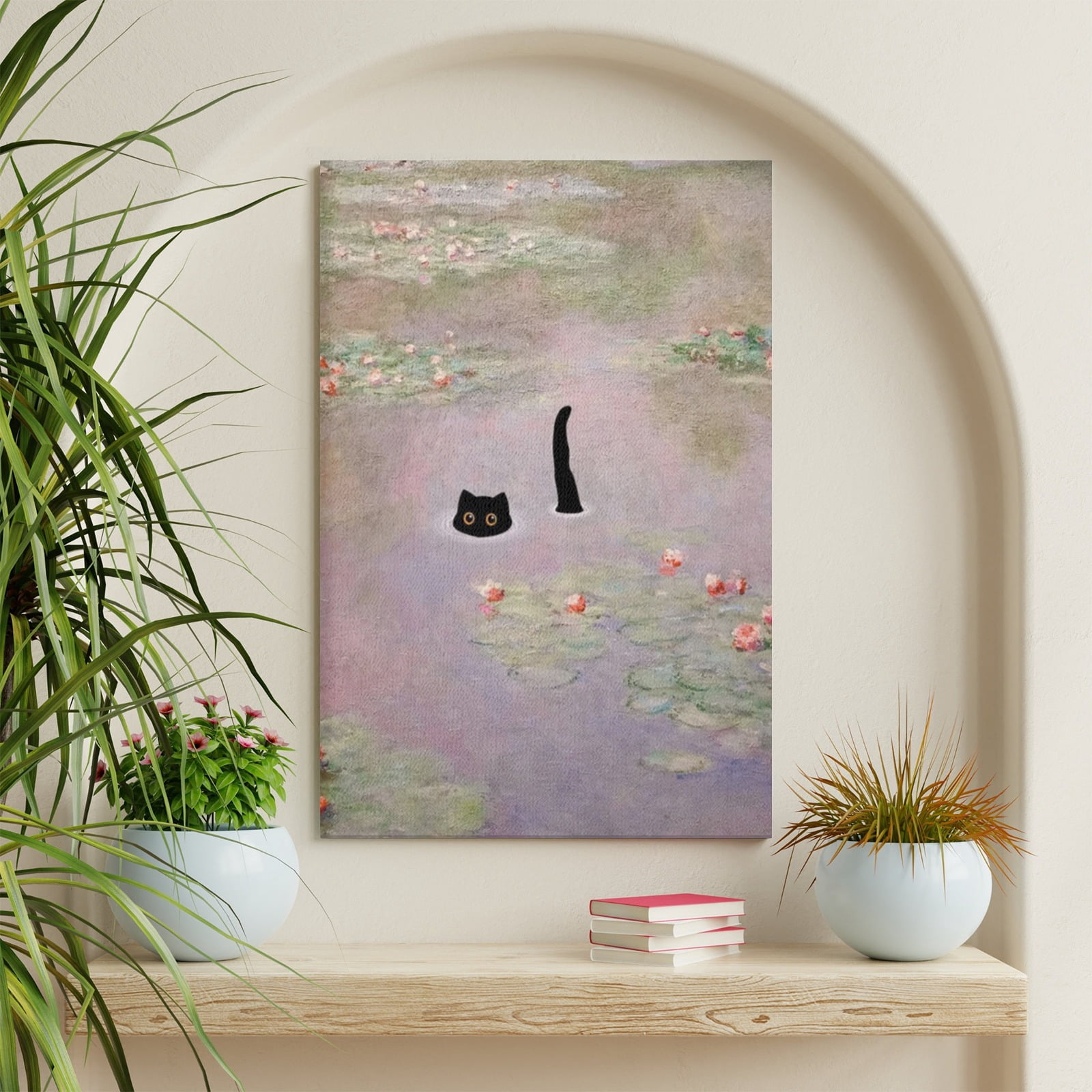 ADALE Monet Water Lily Cat Poster Vintage Black Cat Wall Art Funny ...