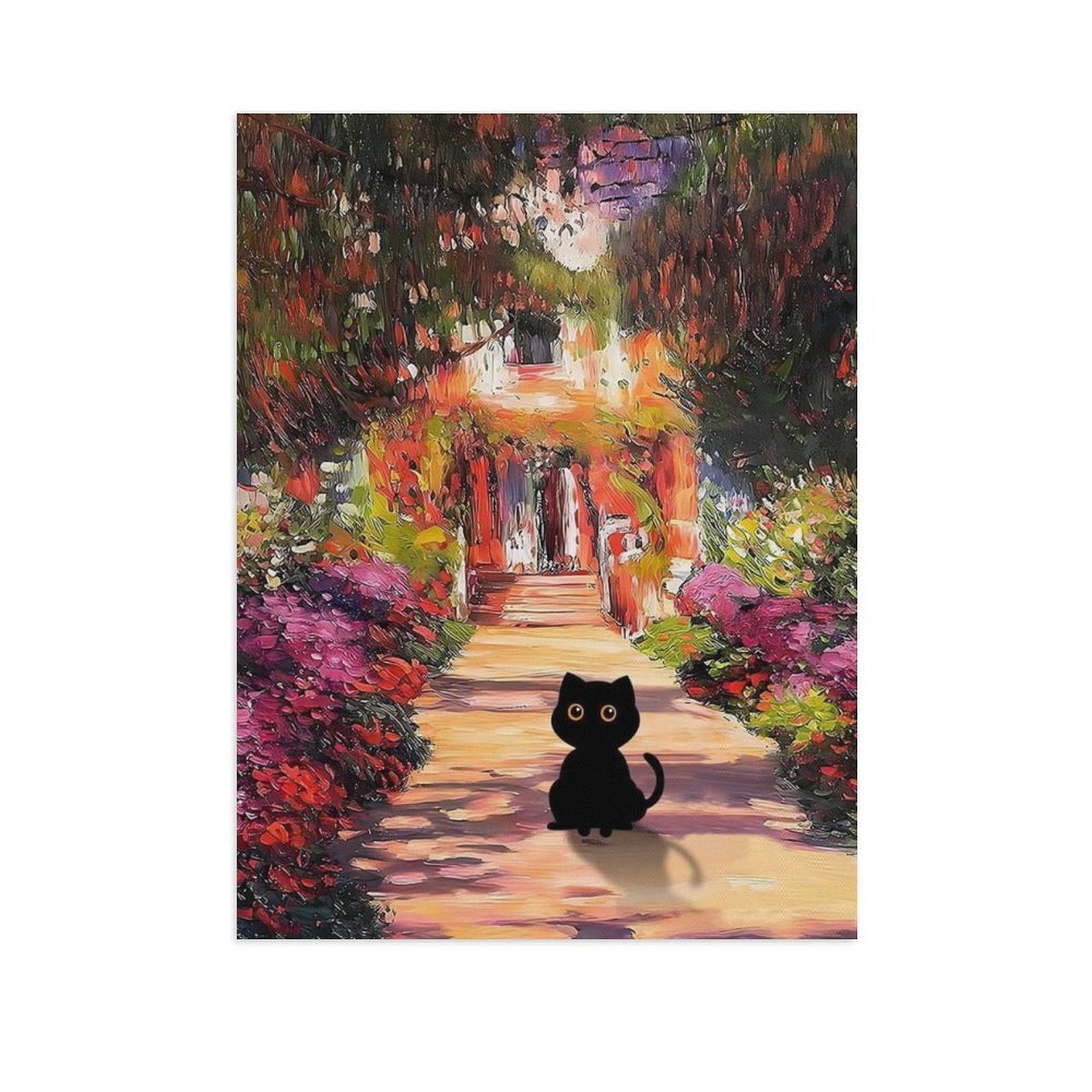 ADALE Monet Water Lily Cat Poster Vintage Black Cat Wall Art Funny ...