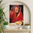 thumbnail image 1 of ADALE Monkey Drinking Red Wine Orangutan Animal Poster Wall Art Canvas Print Picture Home Bedroom Decor Gift Framed 12x18 Inch, 1 of 6