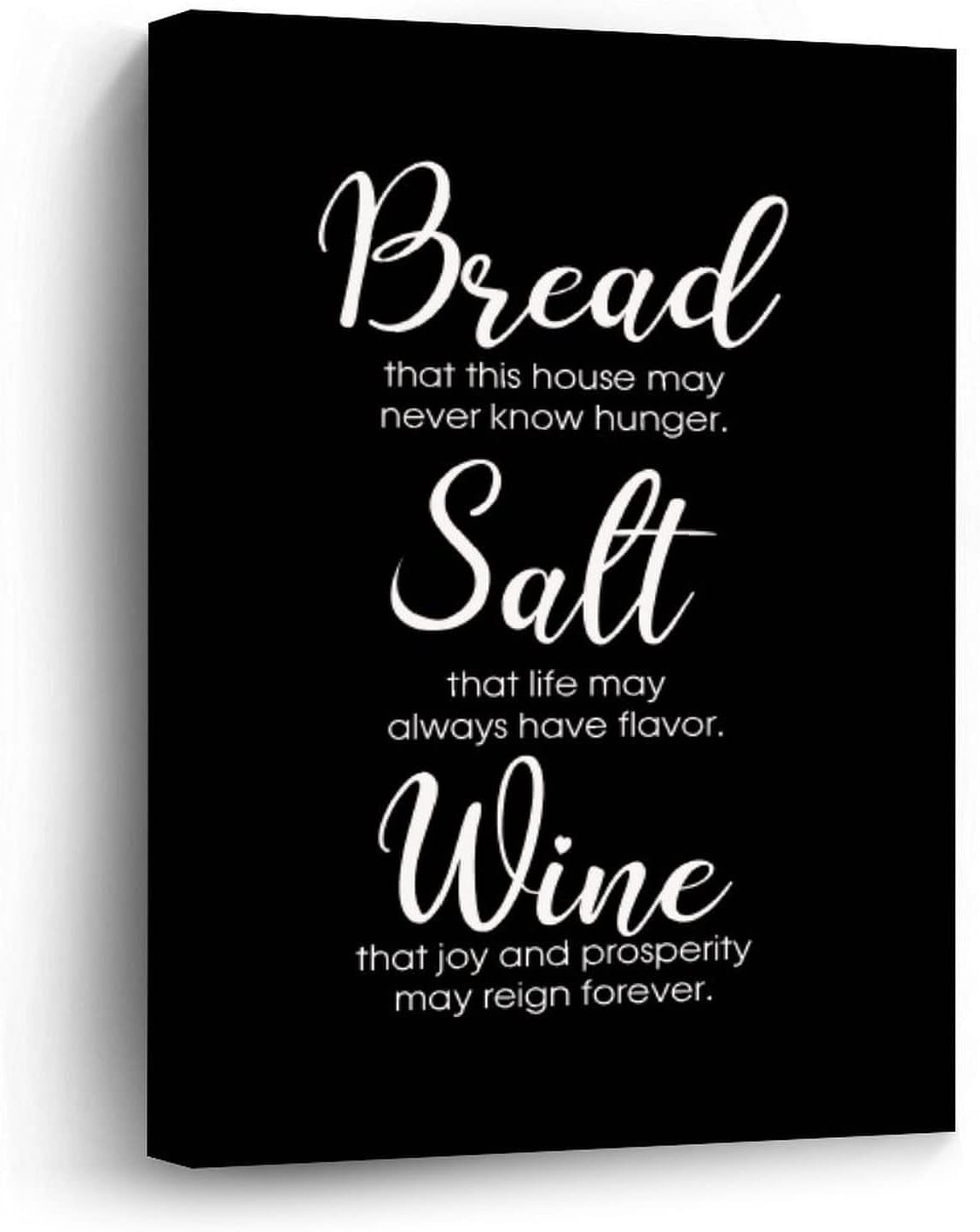 ADALE Motivational Canvas Prints Wall Art Bread Salt Wine Painting ...