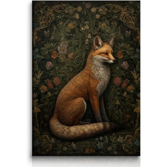 ADALE Nordic Rustic William Morris Fox Wall Art Cute Fox Print Painting,Vintage Animal Wall Art Poster Decor Nature, Wildlife Themed Vintage Inspired Animal Decor Unframed 20x24 Inch