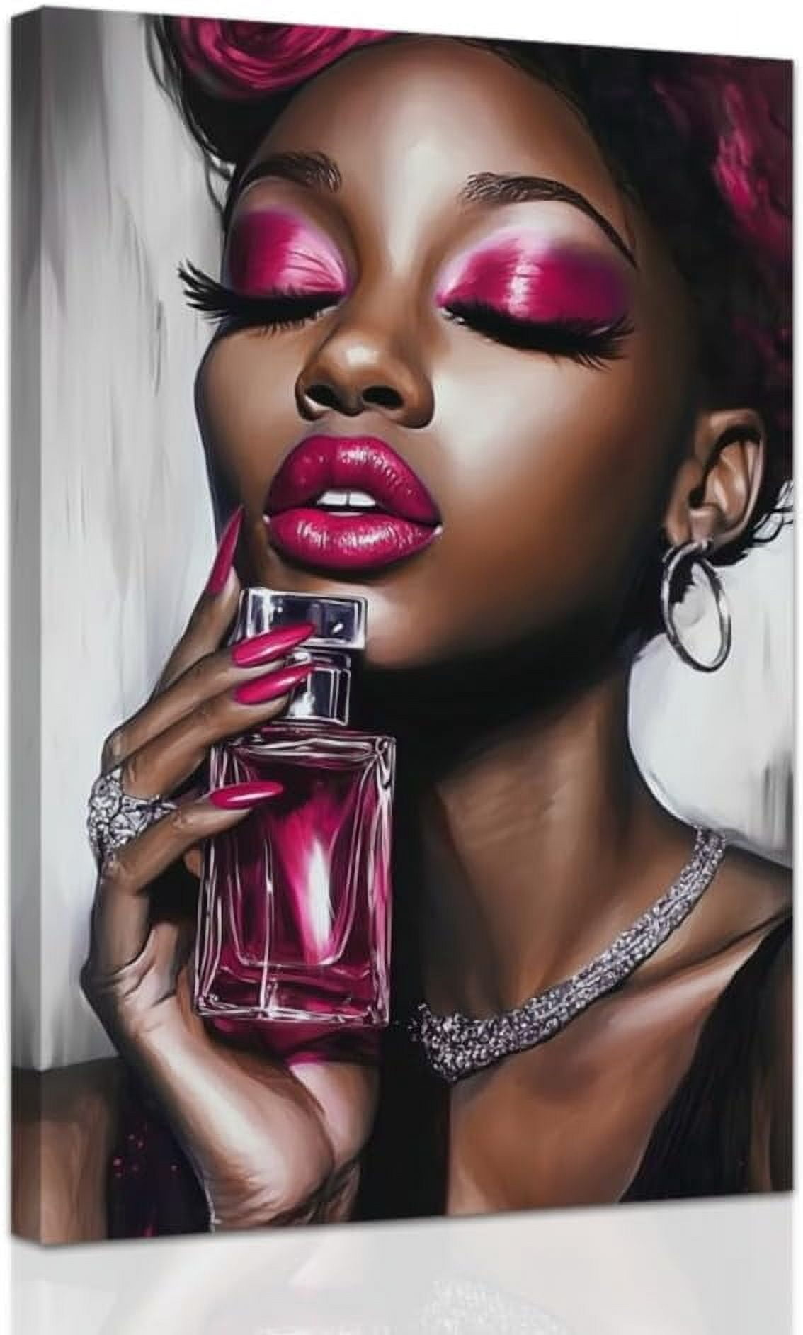 ADALE Pink African American Wall Art Black Women Art Wall Decor Elegant ...
