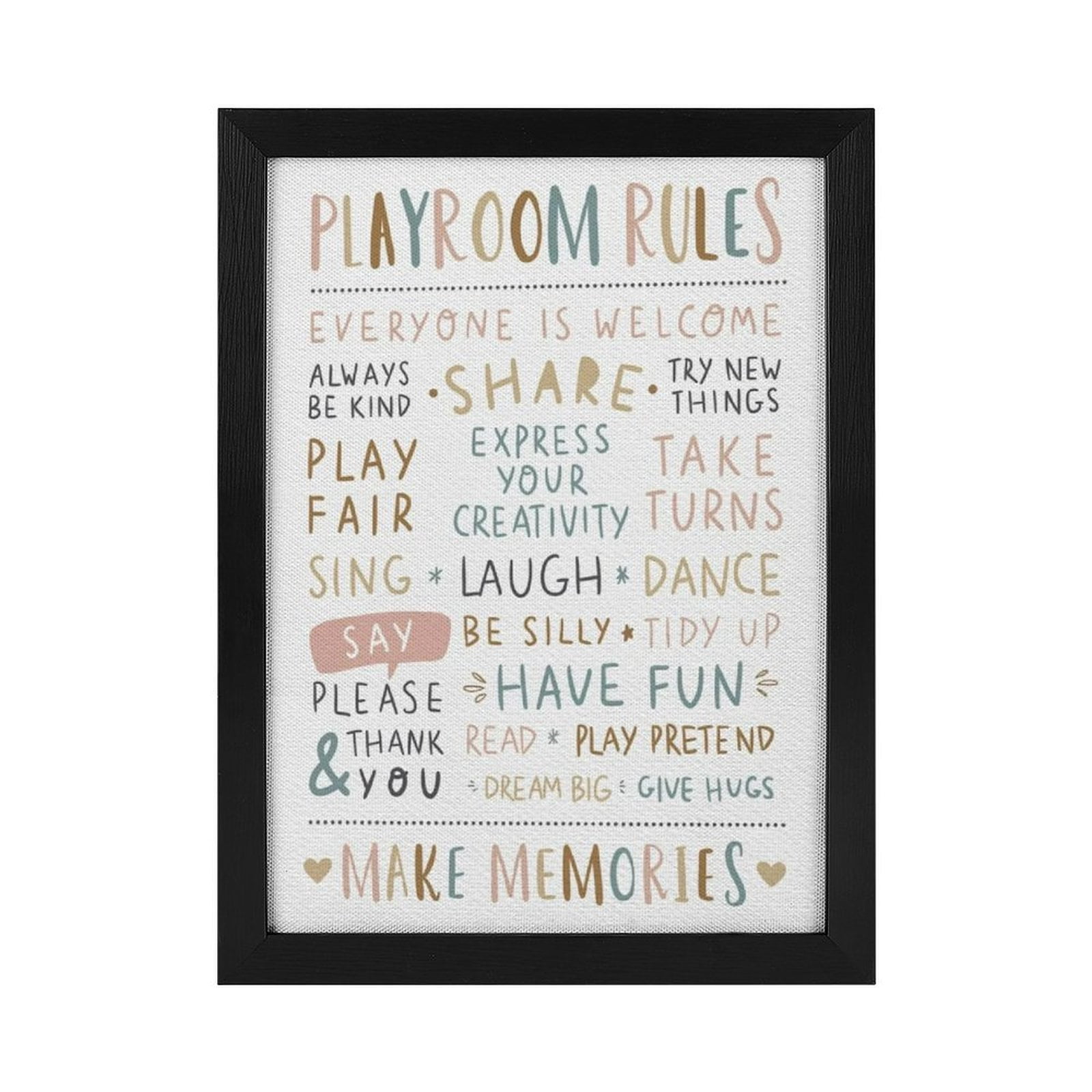 ADALE Playroom Rules Canvas Wall Art, Kids Room Print Framed Poster ...
