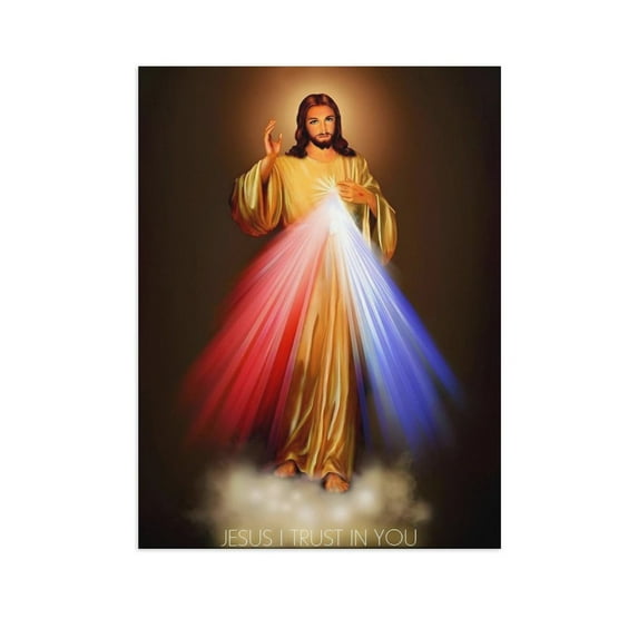 ADALE Sacred Heart of Jesus I Trust In You Divine Mercy Christian Poster Canvas Wall Art Living Room Wall Art Bedroom Decor Prints Pictures Unframed 10x8 Inch