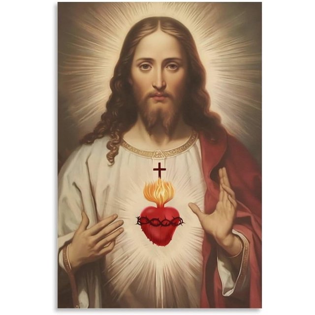 ADALE Sacred Heart of Jesus Poster Christ Picture Religious Catholic