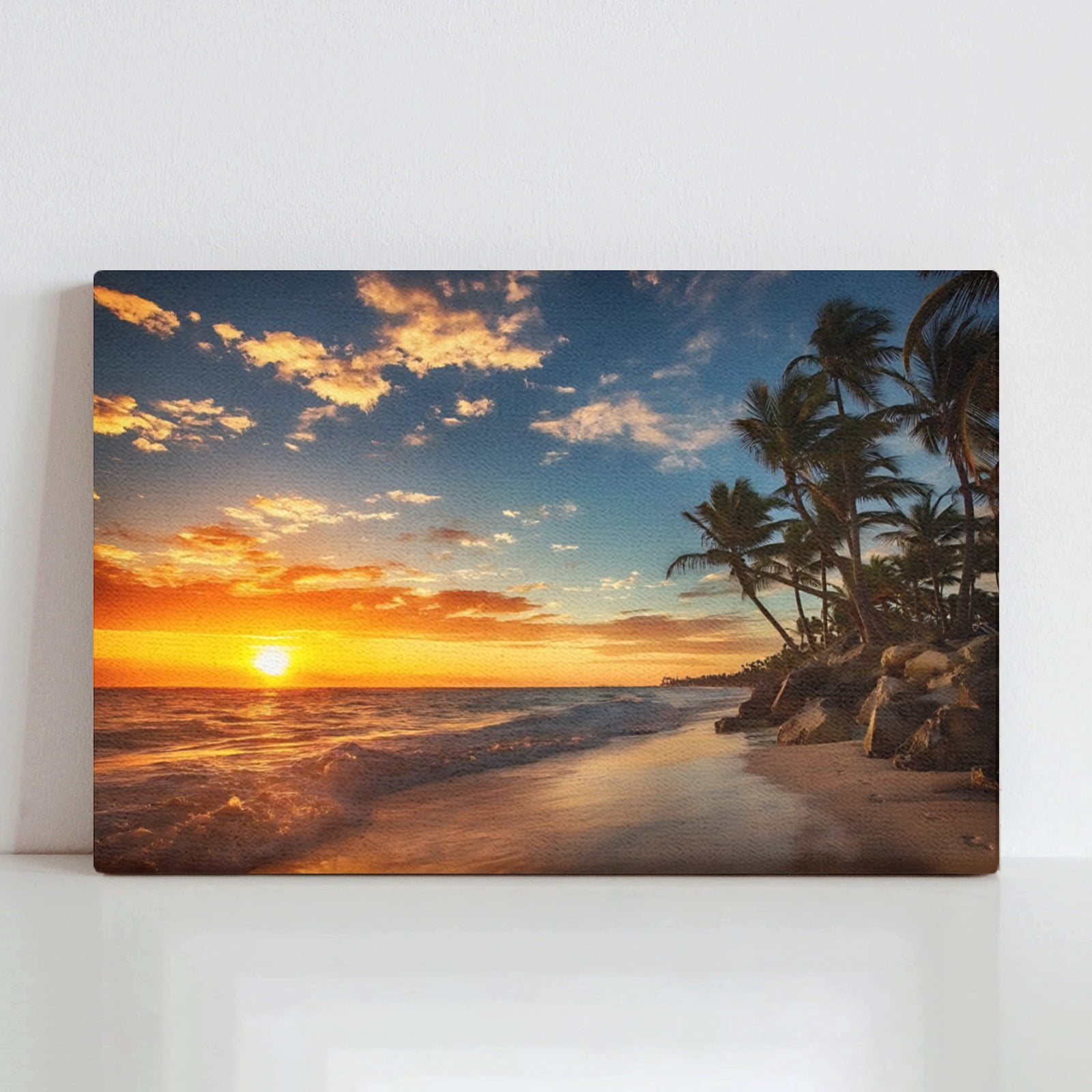 ADALE Sunset Over Tropical Beach Palm Tree Ocean Photo Photograph ...