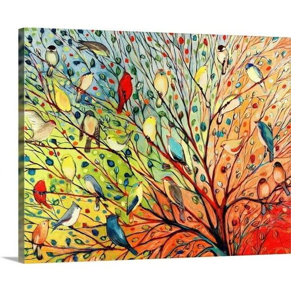 ADALE Twenty Seven Birds Canvas Wall Art Print by Jennifer Lommers, Home Decor, Bird, Wildlife Artwork Framed 10x8 Inch
