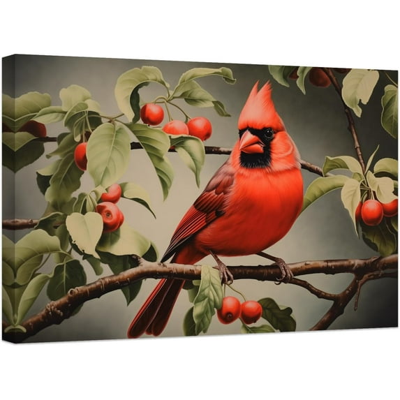 ADALE Vintage Cardinal Wall Art Pictures Of Red Birds Cardinal On Branch Painting Rustic Elegant Bird Canvas Winter Animal Artwork Print Unframed 16x24 Inch